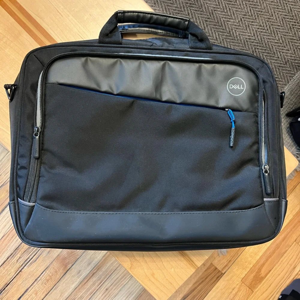 Dell Black Laptop Briefcase with Blue Zip Pull